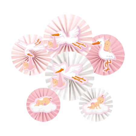 6 x Deko Rosetten - Baby Girl